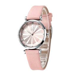 SHENGKE Damenuhr, Lederband, dezent lässig, Geneva, wasserdicht, kreative Damenuhr „reloj de Mujer“ K0099-Pink von SHENGKE