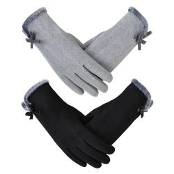 SHEPIN 2 Paar Handschuhe Damen Winter Touchscreen Handschuhe Gefütterte Thermohandschuhe Winter Damen, Fleece Handschuhe Damen Dicke Winterhandschuhe Frauen von SHEPIN