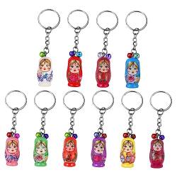 10St Auto schlüsselanhänger car Keychain Cute Keychain Adorable Keychain Colorful Keychain Wooden Keychain Safe Keychain Mode Geschenk Schal Dekorationen Kind Matroschka hölzern von SHERCHPRY