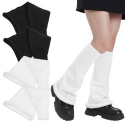 SHERCHPRY 2 Paar Schützende Stiefelüberzüge Gehäkelte Beinwärmer Winter-beinärmel Beinwärmer Stricken Weiße Beinstulpen Kawaii Beinwärmer Beinabdeckungen Warme Stiefel Damen Acryl Verdicken von SHERCHPRY