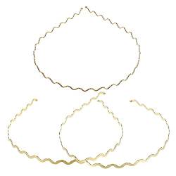 SHERCHPRY 3 Stück Goldene Metall-Stirnbänder Frühlingswellen-Haarband Modischer Frühlings-Haarreifen Einfacher Stil-Kopfschmuck Für Frauen Und Mädchen (Golden) von SHERCHPRY