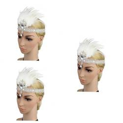 SHERCHPRY 3St haarschmuck Tiara Haarbänder Haarpflegezubehör Hochzeit Stirnband Feder Kopfbedeckung Diamant Braut Weiß von SHERCHPRY