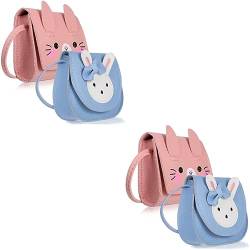 SHERCHPRY 4 Stück Taschen Kaninchen-geldbörse Für Mädchen Umhängetasche Handtasche Für Mädchen Häschen Geldbörse Hasen-geldbörse Handtasche Mädchen Kind Pu-Leder Kleine Schleife Lagerung von SHERCHPRY
