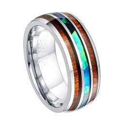 SHERCHPRY Holz-Keramik-Ring Ehering mit Opaleinlage Regenbogen schillernder Ring Rotguss-Wolfram-Ring Vertrauensring Herrenring Ringe für Männer stylischer Ring Fingerring Trend Zubehör Mann von SHERCHPRY