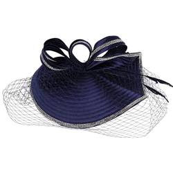 SHERCHPRY Vintage Fascinator Blau Fascinator-Hut Hochzeitsblumen- -Mesh-Bänder-Stirnband Teeparty-Hut-Kopfstück für Und von SHERCHPRY