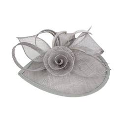 SHERCHPRY Vintage Haarschmuck Hut Damen Hochzeit Damen Vintage Feder Fascinator Blumencocktail Teeparty Kopfbedeckung für Hochzeitsfeier Hut (Grau) Fascinator Grau Silber von SHERCHPRY