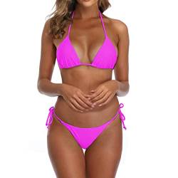 SHERRYLO Tanga-Bikini, Badeanzug für Damen, schwarz, brasilianischer String-Bikini, Badeanzug, dreieckiges Top, Badeanzüge, Badeanzüge, Fuchsia, S von SHERRYLO