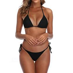 SHERRYLO Tanga-Bikini, Badeanzug für Damen, schwarz, brasilianischer String-Bikinis, Badeanzug, Triangel-Top, Badeanzüge, Schwarz, S von SHERRYLO