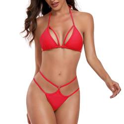 SHERRYLO Tanga-Bikini, Badeanzug für Damen, sexy brasilianische Mikro-Bikinis, String-Tangas, Damen-Badeanzug, Dreieck-Badeanzüge, 23012-Rot, S von SHERRYLO