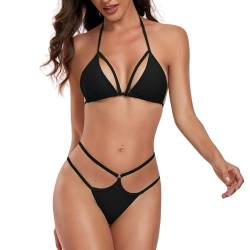 SHERRYLO Tanga-Bikini, Badeanzug für Damen, sexy brasilianische Mikro-Bikinis, String-Tangas, Damen-Badeanzug, Dreieck-Badeanzüge, 23012-Schwarz, S von SHERRYLO