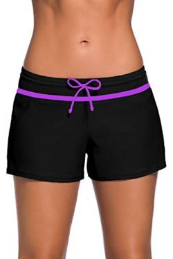 Damen Badeanzug Tankini Sport Seite Split Plus Größe unten Board Shorts, Mittel, violett von SHESHY