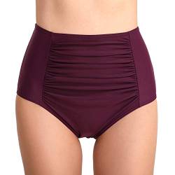 SHESHY Damen Bikini Hose - Hoch Taillierte Badeshorts Ruched Bauchweg Bikini Slip Badehose Shorts von SHESHY