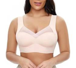 SHEYOW BH Ohne Bügel Haltungskorrigierender Damen Push-Up Bügellos Komfort Bralette Klassische BHS(5XL, Hautfarben) von SHEYOW