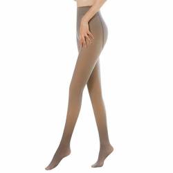 SHEYOW Damen Thermo Strumpfhosen Plüschstrumpfhose für Winter Leggings Durchscheinend Feinstrumpfhose Tights Fleece(S-M, 320°, Braun B) von SHEYOW