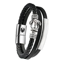 Lederarmband Herren mit Anchor, Anker Armband Herren, rmbänder für Herren, Männer Geflochten Leder mit Edelstahl Magnetverschluss, Exklusiver Schmuckschatulle, Valentinstag Weihnachten Geschenke Idee von SHIEAGLELD