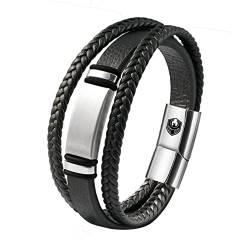 SHIEAGLELD Lederarmband Herren, Armband Herren, Armbänder für Herren, Männer Geflochten Leder mit Edelstahl Magnetverschluss, Exklusiver Schmuckschatulle, Valentinstag Weihnachten Geschenke Idee von SHIEAGLELD