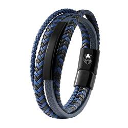 SHIEAGLELD Lederarmband Herren, Armband Herren, Armbänder für Herren, Männer Geflochten Leder mit Edelstahl Magnetverschluss, Exklusiver Schmuckschatulle, Valentinstag Weihnachten Geschenke Idee von SHIEAGLELD