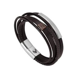 SHIEAGLELD Lederarmband Herren, Schwarz Mehrschichtiges Geflochtenes Leder Edelstahl Armband mit Magnet Verschluss, Exklusiver Geschenke Idee für Männer von SHIEAGLELD