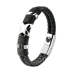 SHIEAGLELD Lederarmband Herren Armband Herren Männer Leder mit Edelstahl Magnetverschluss Geflochten Armband für Männer und Exklusiver Schmuckschatulle für Herren Geschenke (19.5CM, Silber) von SHIEAGLELD