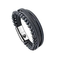 SHIEAGLELD Lederarmband Herren Armband Herren Männer Leder mit Edelstahl Magnetverschluss Geflochten Armband für Männer und Exklusiver Schmuckschatulle für Herren Geschenke Idee von SHIEAGLELD