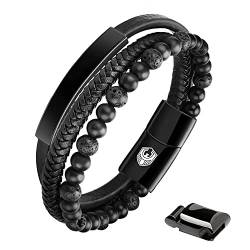 SHIEAGLELD Lederarmband Herren Armband Herren Männer Leder mit Edelstahl Magnetverschluss Geflochten Armband für Männer und Exklusiver Schmuckschatulle für Herren Geschenke Idee von SHIEAGLELD