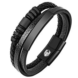 SHIEAGLELD Lederarmband Herren Armband Herren Männer Leder mit Edelstahl Magnetverschluss Geflochten Armband für Männer und Exklusiver Schmuckschatulle für Herren Geschenke Idee von SHIEAGLELD