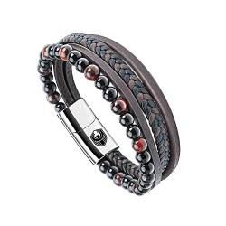 SHIEAGLELD Lederarmband Herren Armband Herren Männer Leder mit Edelstahl Magnetverschluss Geflochten Armband für Männer und Exklusiver Schmuckschatulle für Herren Geschenke Idee von SHIEAGLELD