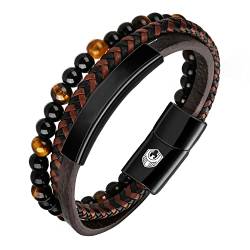 SHIEAGLELD Lederarmband Herren Armband Herren Männer Leder mit Edelstahl Magnetverschluss Geflochten Armband für Männer und Exklusiver Schmuckschatulle für Herren Geschenke Idee von SHIEAGLELD