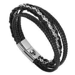 SHIEAGLELD Lederarmband Männer Personalisiertes Armband, Armband Herren Männer Leder mit Edelstahl Magnetverschluss Geflochten Armband, Kommt in Schmuck Geschenk Box von SHIEAGLELD