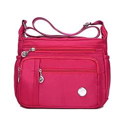 Crossbody-Taschen für Damen, mehrere Taschen, lässige Damenhandtaschen, Umhängetaschen, wasserdichte Nylon-Kuriertasche, leichte Reisetasche, Anti-Diebstahl-Tasche mit verstellbarem Riemen (Rosa,S) von SHIFANQI