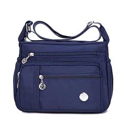 Crossbody-Taschen für Damen, mehrere Taschen, lässige Damenhandtaschen, Umhängetaschen, wasserdichte Nylon-Kuriertasche, leichte Reisetasche, Anti-Diebstahl-Tasche mit verstellbarem Riemen (Blau,S) von SHIFANQI