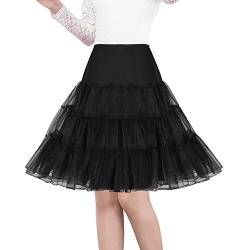 SHIMALY Damen 50er Vintage Petticoat 26 Zoll Crinoline Rockabilly Tutu Rock Slip, Schwarz, 50 von SHIMALY