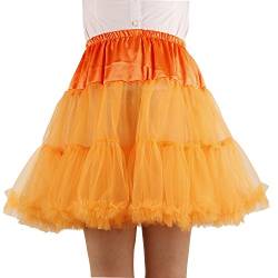 SHIMALY Damen Prinzessin Layered Puff Rock Mini Tutu Rock Kurz Petticoat, Orange, L-XL von SHIMALY