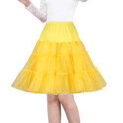 Shimaly® Damen 50er Jahre Vintage Petticoat 66 cm Crinoline Rockabilly Tutu Rock Slip S-3XL, gelb, 52-58 von SHIMALY