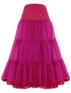 Shimaly® Damen Bodenlang Hochzeit Petticoat Lang Unterrock für formelle Kleid S-3XL, Knallpink (Hot Pink), 46-58 von SHIMALY