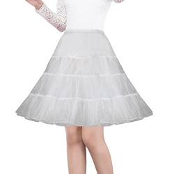 Shimaly Damen 50er Vintage Petticoat 26 Zoll Crinoline Rockabilly Tutu Rock Slip S-3XL - Weiß - XXL/3XL von SHIMALY