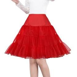 Shimaly Damen 50er jahre vintage-petticoat 26" krinoline rockabilly röckchen-rock-beleg Rot 2XL-3XL von SHIMALY