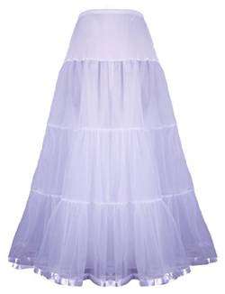 Shimaly Damen bodenlangen hochzeit petticoat lange underskirt für formales kleid s-3xl Weiß Small / Large von SHIMALY