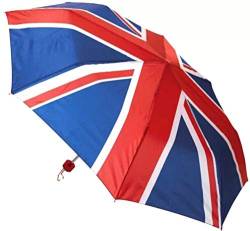 SHINE Union-Jack-Regenschirm für Damen und Herren, klein, winddicht, kompakt, für Touristen oder allgemeine Pendler, Unisex, Kleiner Regenschirm mit Union Jack, S, Kompakt von SHINE