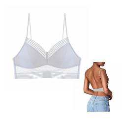 Oktoberfest Dirndl Push-Up BH Büstenhebe Comfort Lift-BH mit Niedrigem Rücken Kabelloser U-Förmiger Rücken BH für Frauen Sexy U-förmiger Lifting-BH mit Spitze Für Yoga Fitness Laufen (White, M) von SHINEHUA