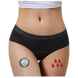 Perioden Unterwäsche Frauen Damen Panty Menstruation Postpartum Baumwoll Periodenunterschwäsche Inkontinenz Perioden Slip mit hoher Taille für die Nacht Auslaufsicher Atmungsaktiv (1PCS Black, XXXL) von SHINEHUA