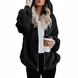 SHINEHUA Damen Teddy Fleecejacke mit Kapuze Warme Flauschjacke Kapuzenjacke Winter Warm Mantel Casual Zip Hoodie Plüschjacke Comfy Softjacket Bequeme stilvolle Winterjacke von SHINEHUA