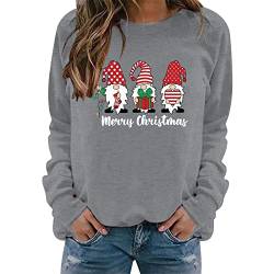 SHINEHUA Weihnachtspullover Damen Sweatshirt Rundhals Langarm Weihnachten Pullover Casual Christmas Sweat Oberteile Merry Christmas Sweatshirt Weihnachtspulli Teenager Mädchen Pulli Tops (e-K, M) von SHINEHUA