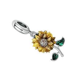 SHINEOFI 2St Sonnenblumen-Anhänger personalized gifts personalised gifts Armreif mit Blumenanhänger Diamantarmband von Halsketten Schlüsselanhänger Sterling Silber Charme S925 von SHINEOFI
