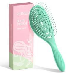 SHINLEA Haarbürste ohne Ziepen, Kopfhaut Massagebürste Detangler-Bürste für Damen, Herren & Kinder - Entwirrbürste auch für Locken & Lange Haare (Grün) von SHINLEA