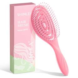 SHINLEA Haarbürste ohne Ziepen, Kopfhaut Massagebürste Detangler-Bürste für Damen, Herren & Kinder - Entwirrbürste auch für Locken & Lange Haare (Rosa) von SHINLEA