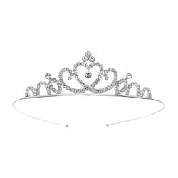 Haarband im Prinzessinnen-Stil, dekoratives Haarband, exquisiter Edelstahl, Kronenform, hohl, Strass-Dekor, Haar-Accessoire für Silber von SHINROAD