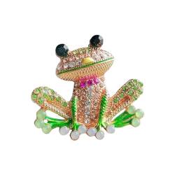 Mantel-Brosche, Frosch-Brosche, Unisex, Froschform, Legierung, Strass, Dekoration für Tasche, Mantel, Kragen, Hut, Schal, Party, Abschlussball, Kleidung, Schmuck, Metall, Sekundärer Stein von SHINROAD