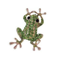 Mantel-Brosche, Frosch-Brosche, Unisex, Froschform, Legierung, Strass, Dekoration für Tasche, Mantel, Kragen, Hut, Schal, Party, Abschlussball, Kleidung, Schmuck, Metall, Sekundärer Stein von SHINROAD