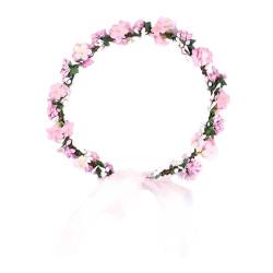 Mini-Blumenkrone, Kopfschmuck, bequemer Kranz, Stirnband, Girlande, für Damen und Mädchen, Kopfschmuck, elastisches Design, Schnürung, Rosa von SHINROAD